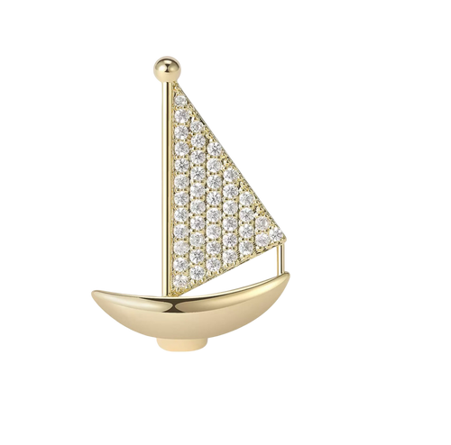 Brooch Sailboat Classic Rhinestones