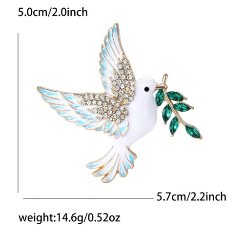 Brooch Pigeon Painted blue wing