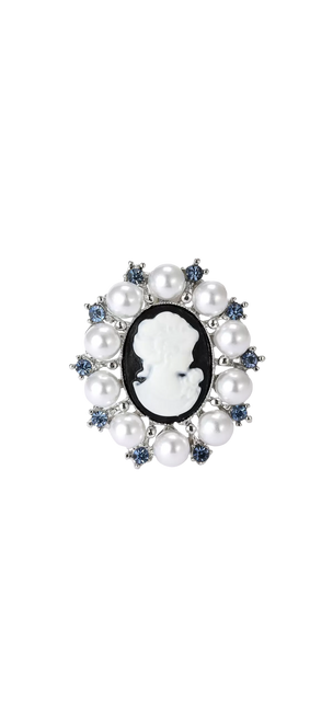 Brooch Cameo pearls and blue stone