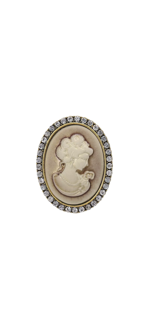 Brooch Cameo trim crystal around