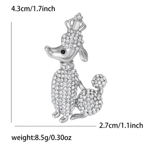 Poodle Dog Crystal Brooch