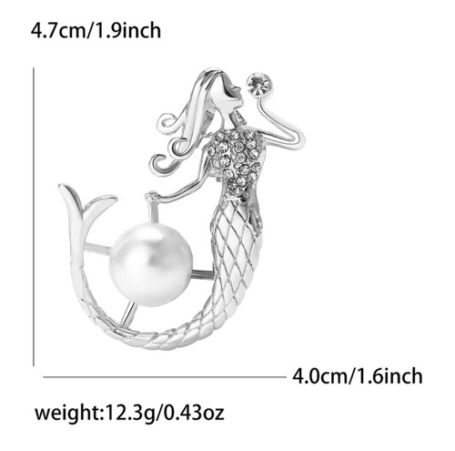 Brooch mermaid with pearl