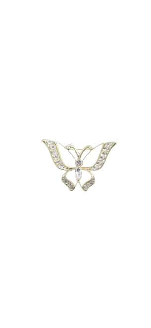 Brooch Butterfly white trim with crystal
