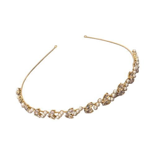 Hair band 3 pearls and crystal