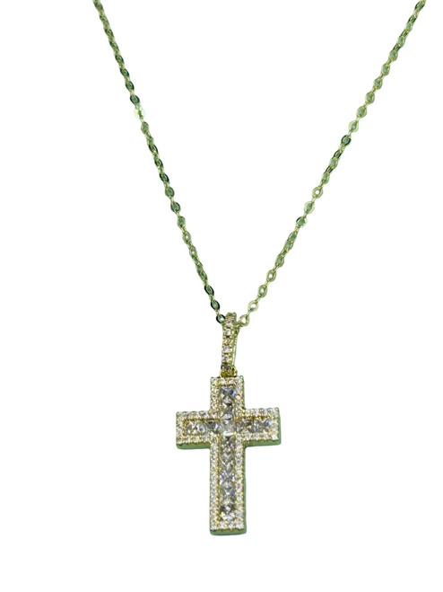 Cross Necklace Brilliant Cubic Zirconia Stones with a diamond-like sparkle