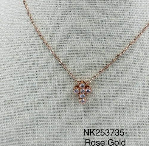 Necklace- tiny cross  titanium rose gold chain