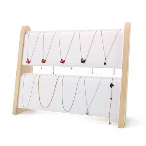 2 row fabric and wood necklace jewelry display