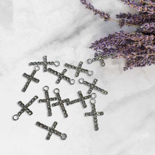 Cross charms 12 pcs,0.65"x0.5" silver or gold