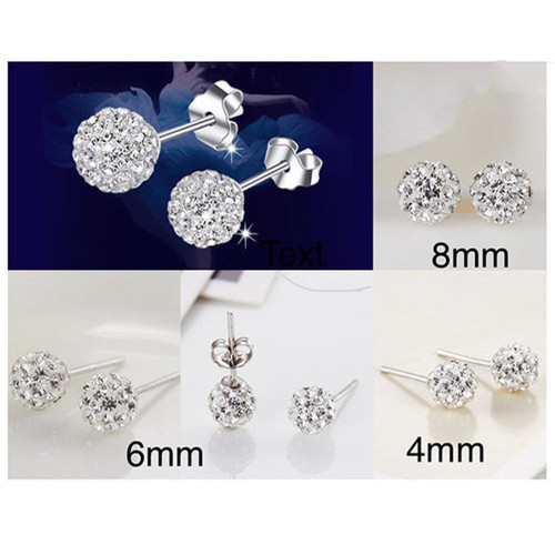 Earring - Austrian crystal shambala studs, 925 silver ( size options )