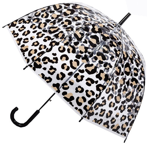 Umbrella- Clear dome with leopard print