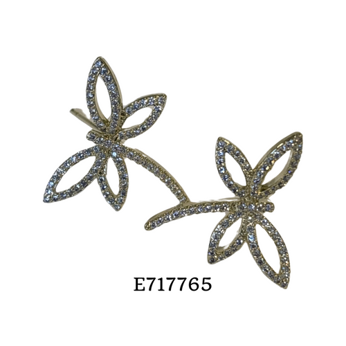 Earring -Stud Dragonfly trim zirconia stone silver or gold