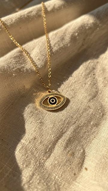 Necklace- Evil eye oval shape chain extended