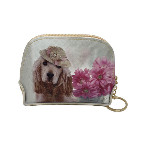 Coin Purse- Cocker spaniel with a hat and pink flowers