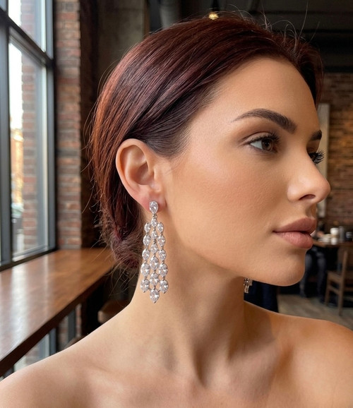 Cubic zirconia earring sterling silver post sparkling 1