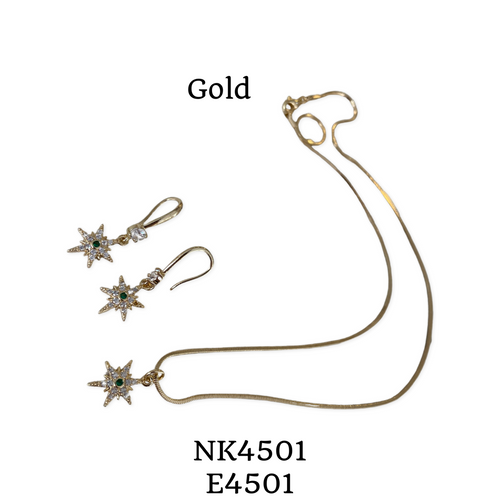 Necklace or earring or set hanging north star pendant colour option
