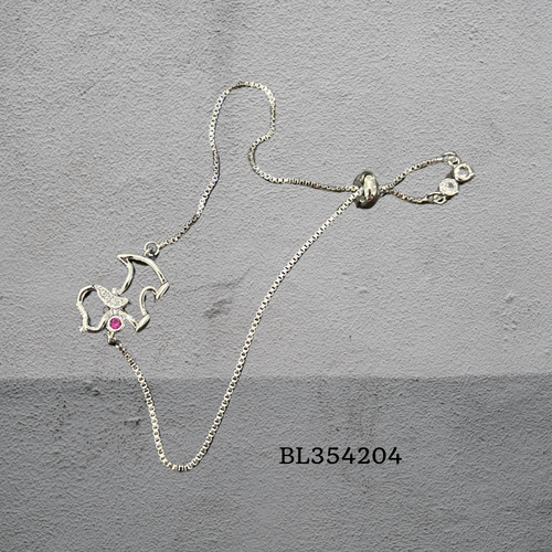 Bracelet -puppy silver pull cord chain
