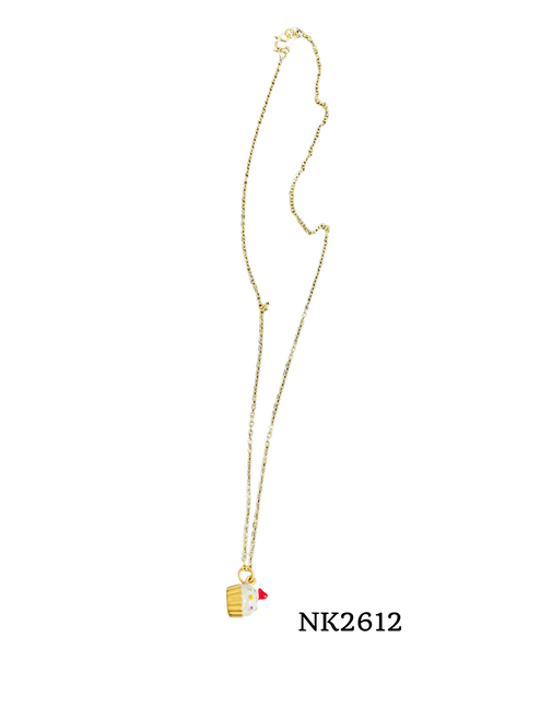 Necklace- White cupcake with sprinkles on gold chain