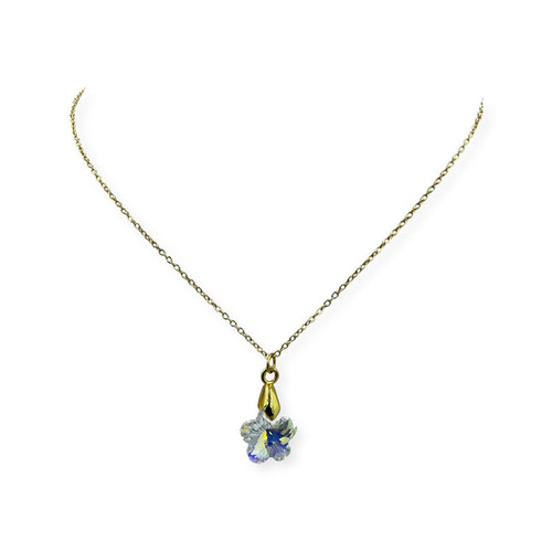 Necklace- Crystal flower on gold titanium chain
