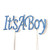 Cake topper - It's a boy (36mmx90mm), blue rhinestone