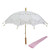 Parasol - laced, cotton, white with wood handle and pink sleeve