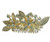 Hair Comb - 2 rhinestone and crystal flowers with leaves- gold