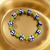 Holiday Bracelet glass and Shamballa beads elastic style