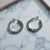 Earring Hoop style with more solid stone dark silver size 2cm