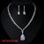 Necklace and earring large cube zirconia drop silver post