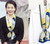 (Spring) Scarf- Skinny silk scarf blue, yellow and white design, Min 2 pcs each