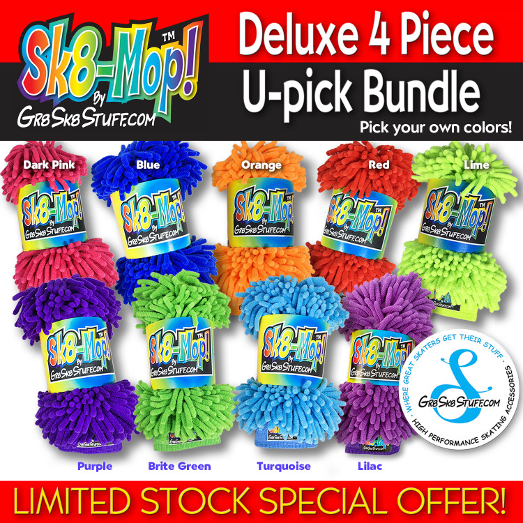 Buy 4 today! Save on Sk8Mops... the ULTIMATE skate towel. 
We can also add your team logo on bulk orders!