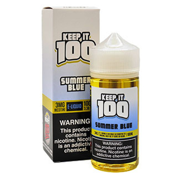 Summer Blue  - 3mg - Keep It 100 - 100mL - Box and Bottle Thumbnail