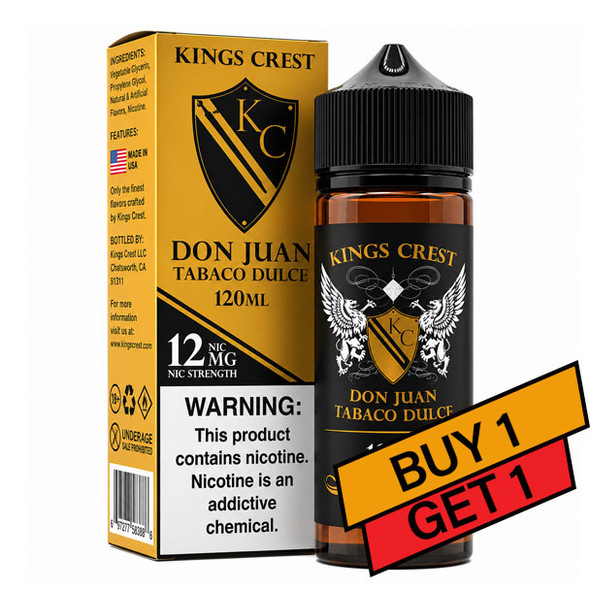 Don Juan Tabaco Dulce - 12mg - Kings Crest - 120mL Buy 1 Get 1