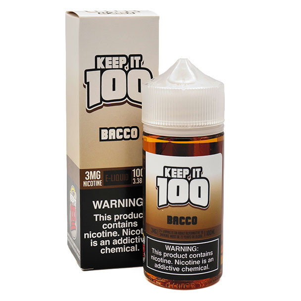 Bacco - 3mg - Keep It 100 - 100mL  - Box and Bottle