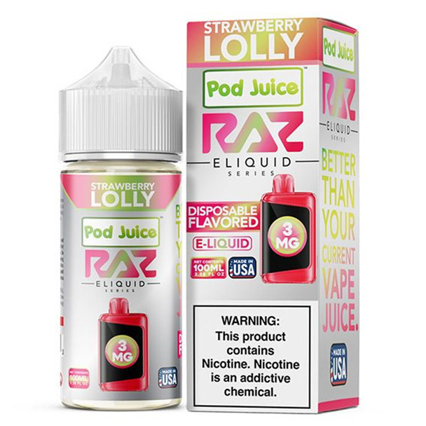 Strawberry Lolly - 3mg - Pod Juice x Raz - 100mL