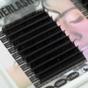 Close-up view of C Curl Cashmere lash extensions in a 20-row tray Close-up view of C Curl Cashmere lash extensions in a 20-row tray