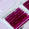 Pink metallic / pink tinsel lash extensions 14‑row tray