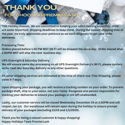 Important Dates | Thank you for choosing PremierLash 