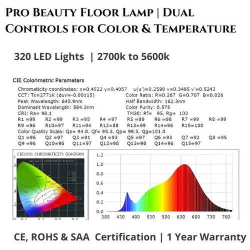 Pro Beauty LED Floor Lamp + Phone Clip | Color Temperature