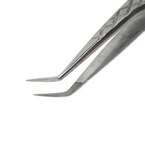 Fiber Tip 45º Lash Tweezers 9mm Tip with Diamond Grip | 4.7" (12cm)