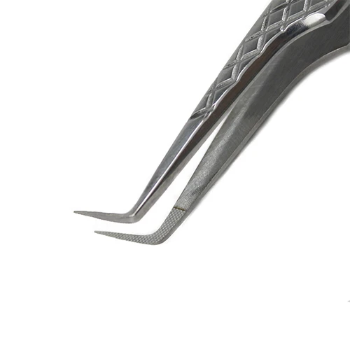 Fiber Tip 90º Lash Tweezers 9mm Tip with Diamond Grip | 4.7" (12cm)