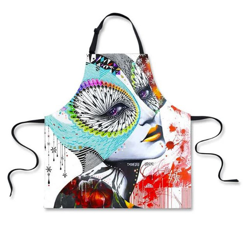 Full-length peacock chic stylist apron with heavy-duty canvas fabric for beauty salon professionals