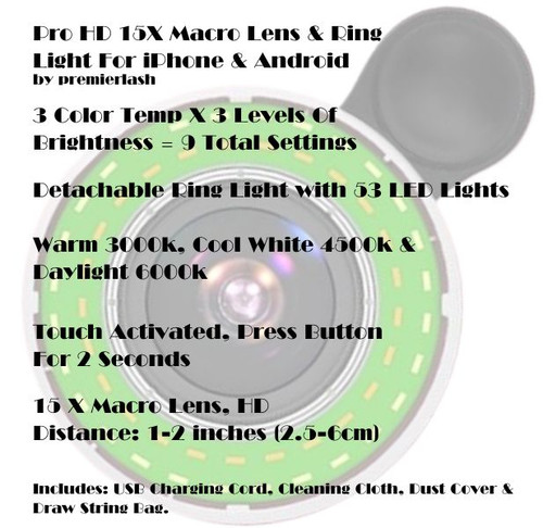 Macro Pro HD 15X Zoom Lens & LED Ring Light