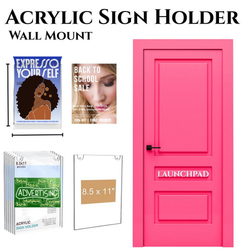 Clear Acrylic Sign Holder  |  8.5 X 11 Portrait Wall Mount
