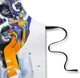 Detailed view of vibrant hands of the creator print on salon apron, perfect for lash artists and makeup pros