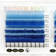 Close-up of solid blue cashmere lash fiber in row