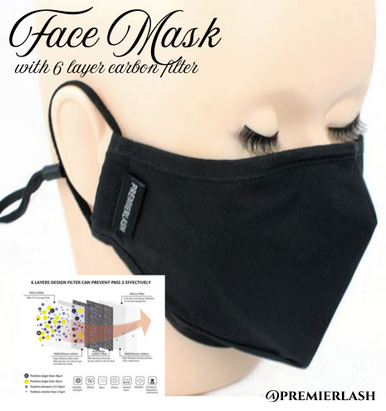 Black Face Mask and 2 PM 2.5 Carbon Filters