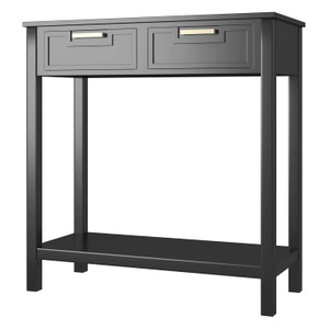 Modern Entryway Accent 2 Drawer Sofa Side Table Black Q280-BLQP2507