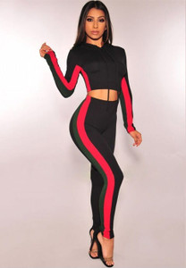 Women's Casual Sport Bodycon Crop Top Long Skinny Pant Set H721-SMR9067