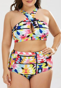 Plus Size Keyhole High Waisted Two Piece Swinsuit H721-XTF005-3