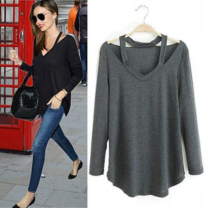 Color: Charcoal,Size: Small - Cut Out To Lounge Top Easy Wear Long Sleeves In 6 Colors K290-25610002832